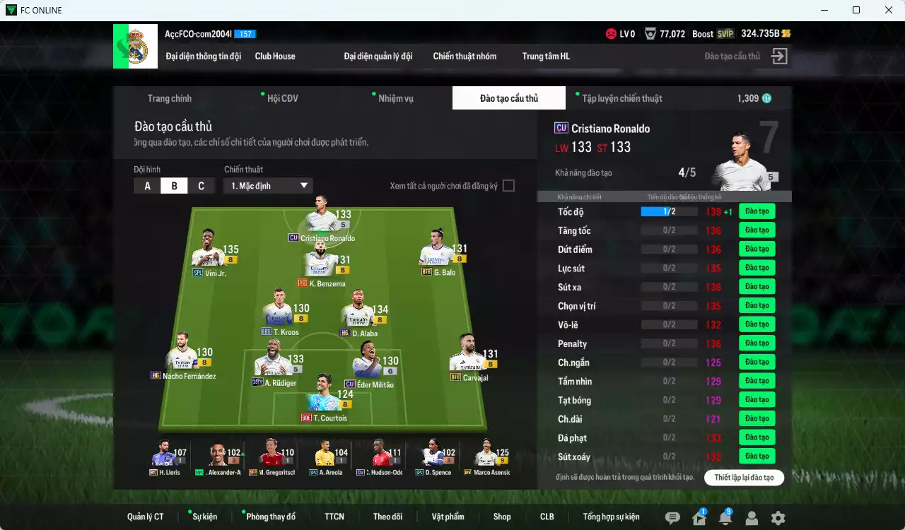 Ảnh [ACC Rẻ🔥] Real Madrid 151.530b có Rudiger TY25, CR7 CU, Vini SPL, Alaba HG, Bale BTB, Carvajal BTB, Mbappé 24UCL+6, Valverde 24UCL+6, Kroos EBS, Benzema E21, Nacho HG, Bellingham 24UCL, Militao CU+6