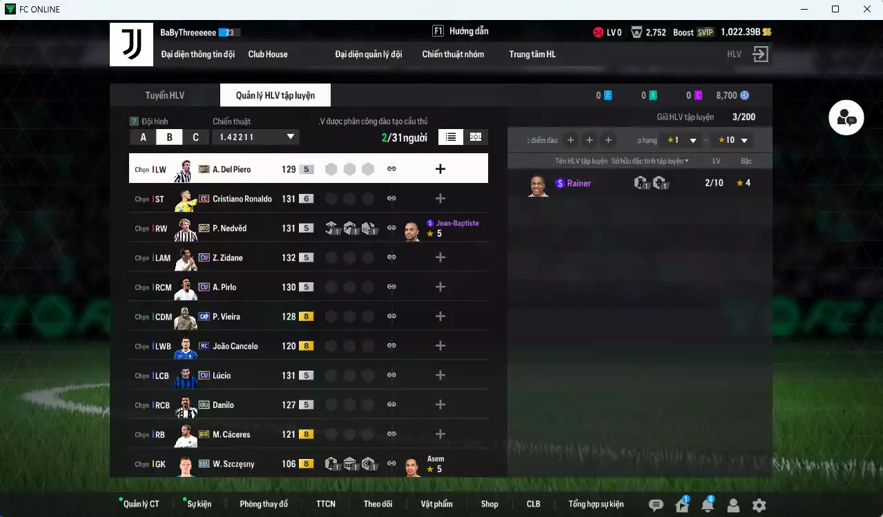 Ảnh [ACC Rẻ🔥] Juventus 60.770b dư 1000b có CR7 CC+6, Zidane CU, Lúcio CU, Nedved BDO, Pirlo CU, Henry BDO, Vieira CAP...