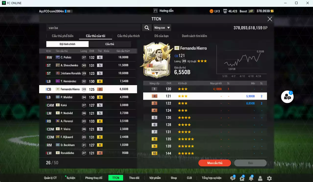 Ảnh [ACC Rẻ🔥] AC Milan 84.820b có Pulisic TY25, Sheva BDO, Van Basten ITM khóa, Maldini EBS, Kaká ICON, Nedved ICON, CR7 CC, Florenzi HG, Vieira ICON, Rijkaard ICON...