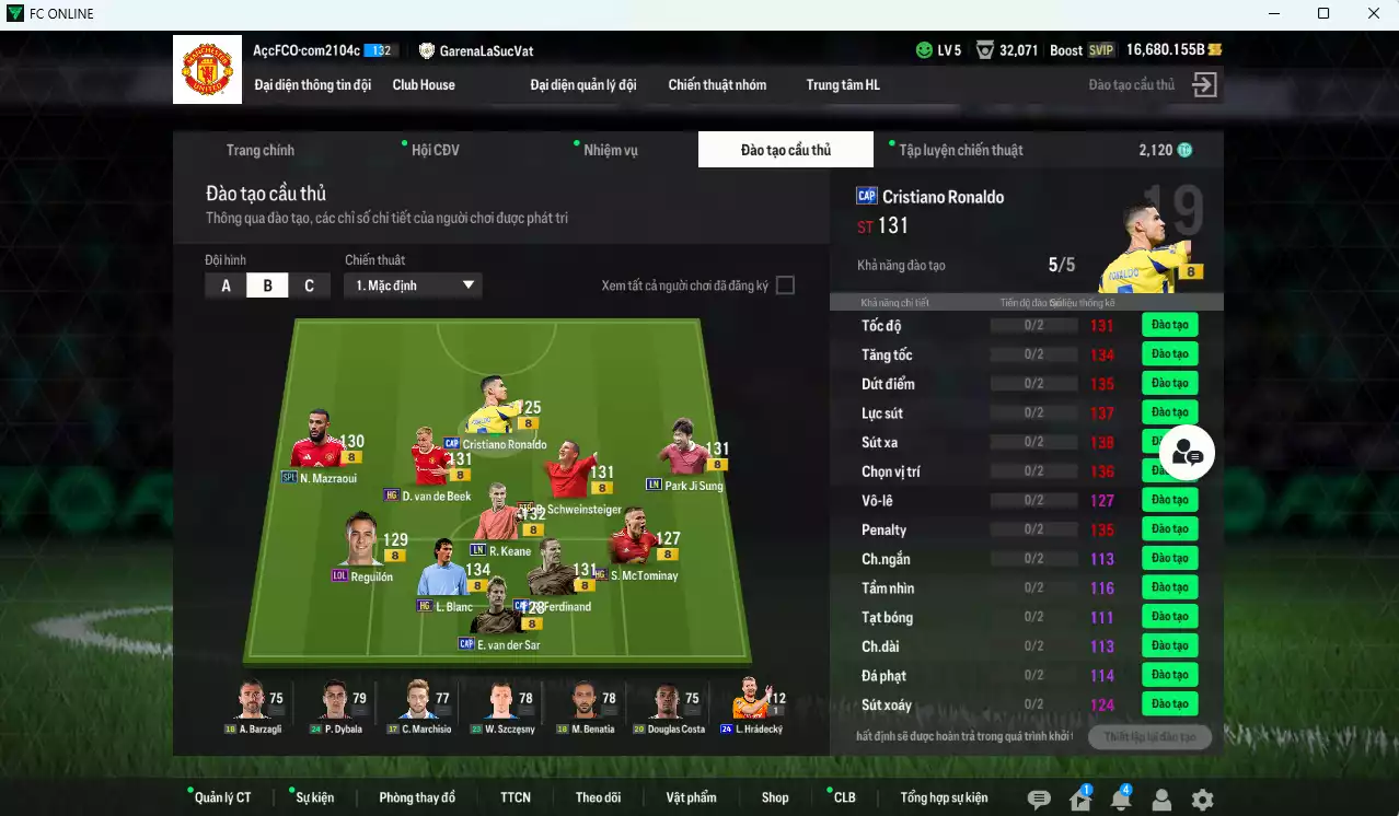 Ảnh [Dư nhiều BP] Man Utd. 47.470b dư 16.600b có Blanc HG, CR7 CAP, Mazraoui SPL, Keane LN, Rio CAP, Beek HG, Bastian BTB, Park LN...