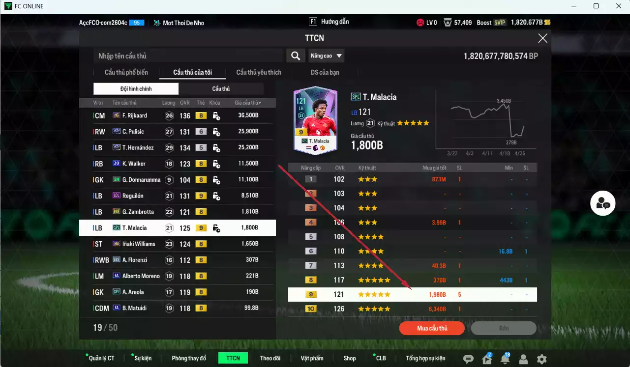 Ảnh [ACC Đẹp, Rẻ🔥] AC Milan 500.700b có Crespo ITM+5, Maldini HG, Beckham HG, Gullit RTN, Calhanoglu TY25+6, Pulisic TY25+6, Rijkaard HG, Theo TY25... dư 1800b. HLV Xịn