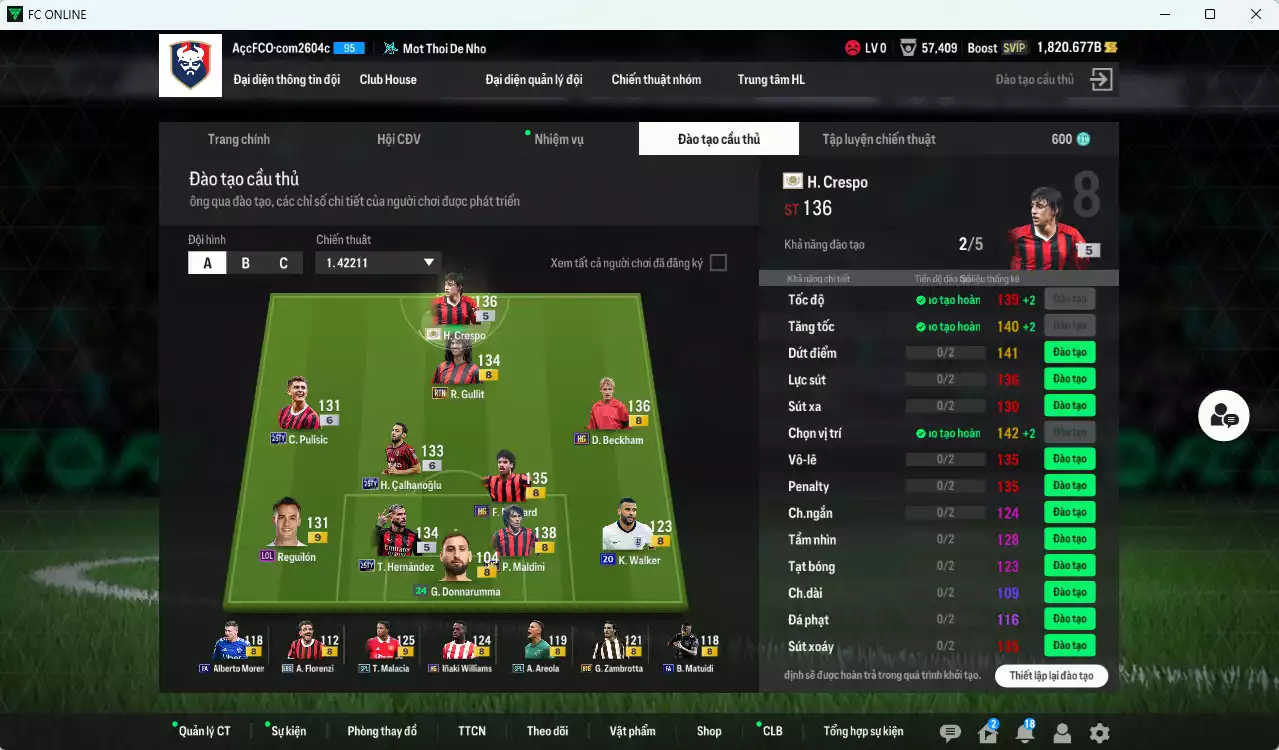 Ảnh [ACC Đẹp, Rẻ🔥] AC Milan 500.700b có Crespo ITM+5, Maldini HG, Beckham HG, Gullit RTN, Calhanoglu TY25+6, Pulisic TY25+6, Rijkaard HG, Theo TY25... dư 1800b. HLV Xịn