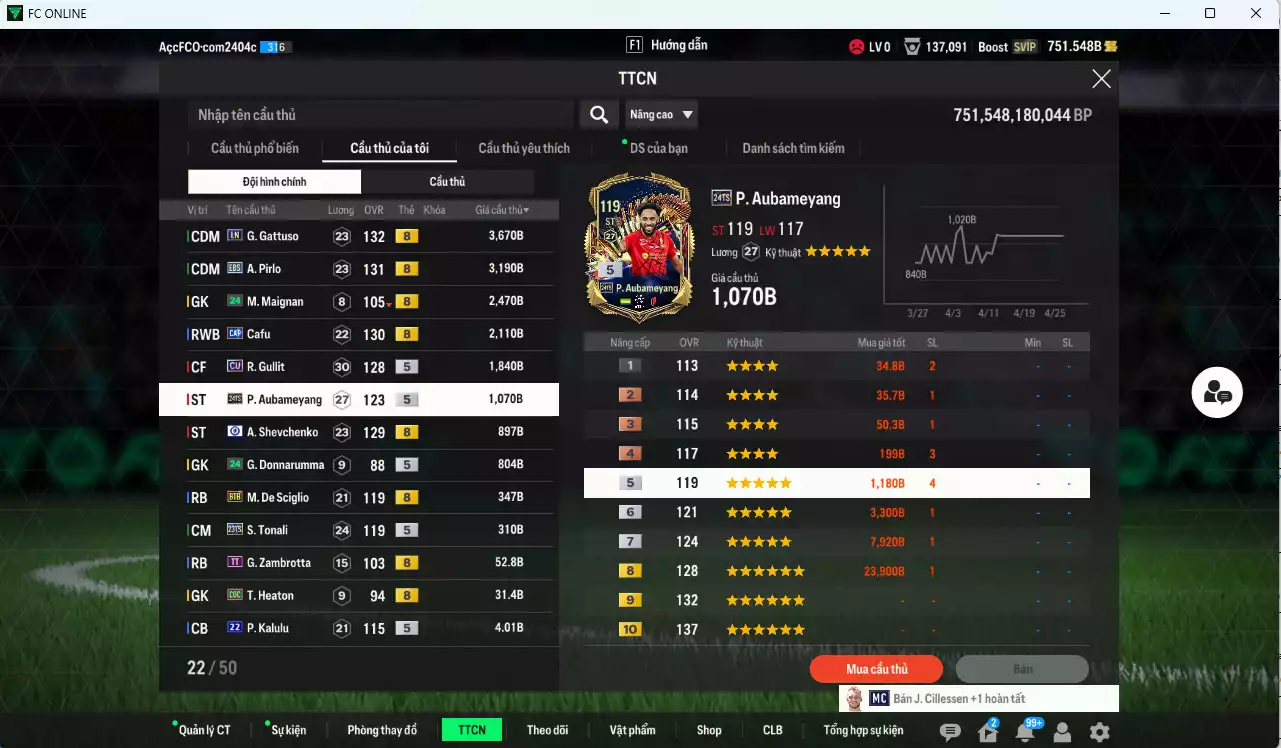 Ảnh [ACC Rẻ🔥] AC Milan 60.160b có Rijkaard RTN, Nesta LN, Maldini BTB, Ronaldinho CAP, Beckham CAP, Gattuso LN, Pirlo EBS, Cafu CAP, Gullit CU, Aubameyang TS24... HLV Xịn