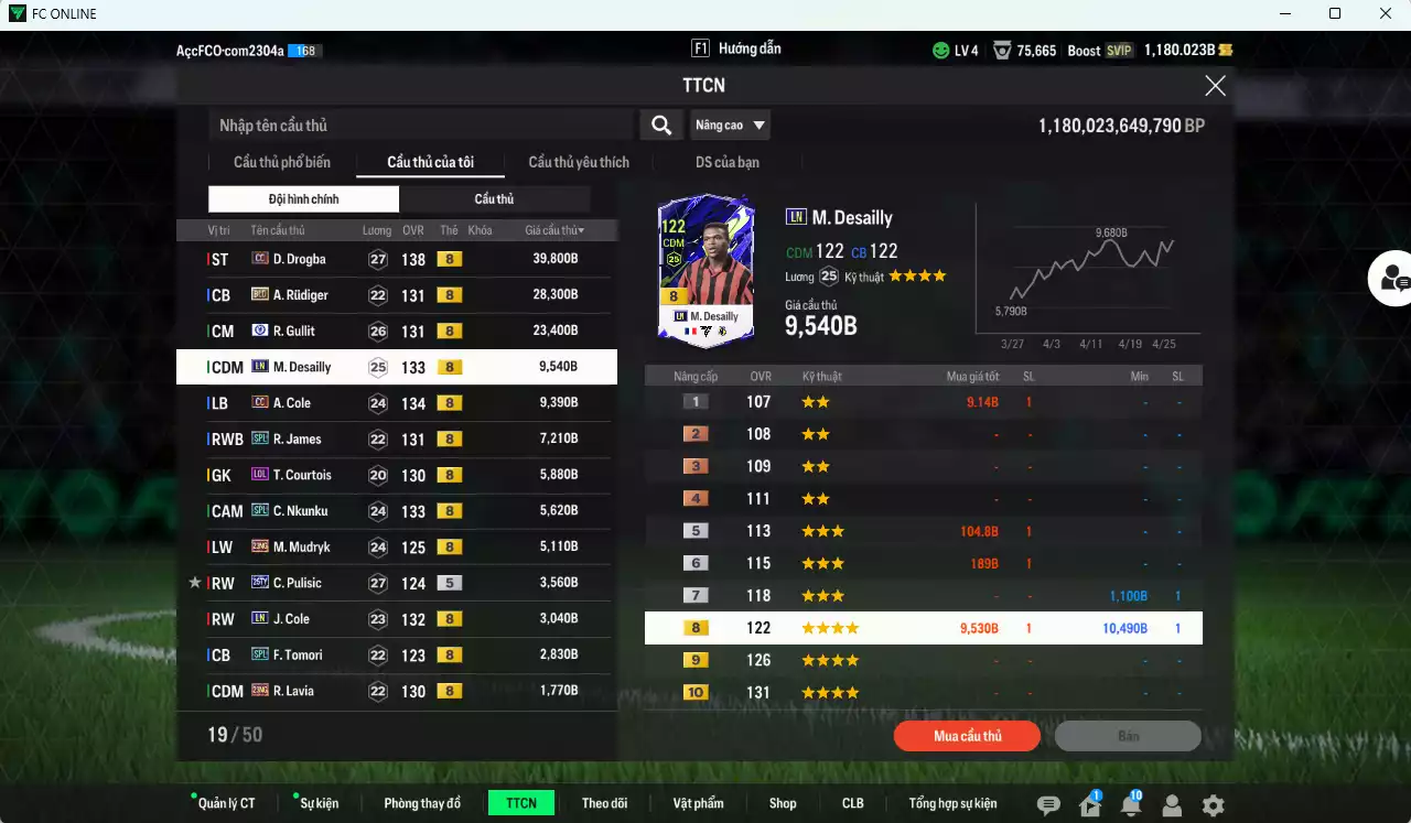 Ảnh Chelsea 151.000b có Drogba CC, Gullit CFA, Rudiger BLD, Desailly LN, A. Cole CC, James SPL, Nkunku SPL, Mudryk 23NG, Pulisic TY25, J. Cole LN, Pedro FA, Tomori SPL, Lavia 23NG, Sterling SPL... dư 1100b. HLV Xịn