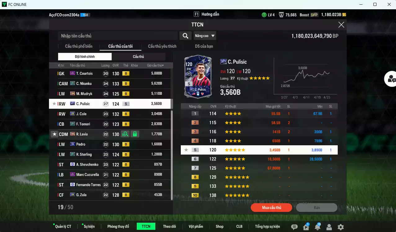 Ảnh Chelsea 151.000b có Drogba CC, Gullit CFA, Rudiger BLD, Desailly LN, A. Cole CC, James SPL, Nkunku SPL, Mudryk 23NG, Pulisic TY25, J. Cole LN, Pedro FA, Tomori SPL, Lavia 23NG, Sterling SPL... dư 1100b. HLV Xịn