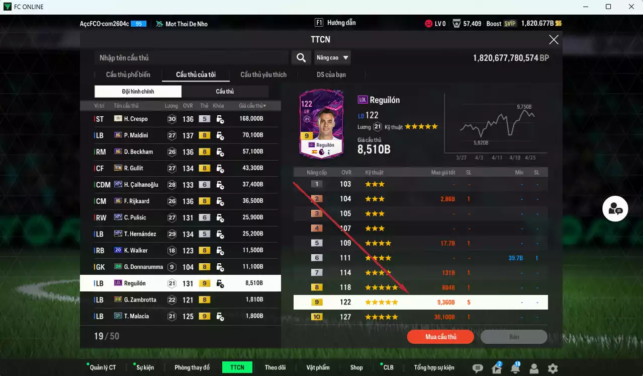 Ảnh [ACC Đẹp, Rẻ🔥] AC Milan 500.700b có Crespo ITM+5, Maldini HG, Beckham HG, Gullit RTN, Calhanoglu TY25+6, Pulisic TY25+6, Rijkaard HG, Theo TY25... dư 1800b. HLV Xịn