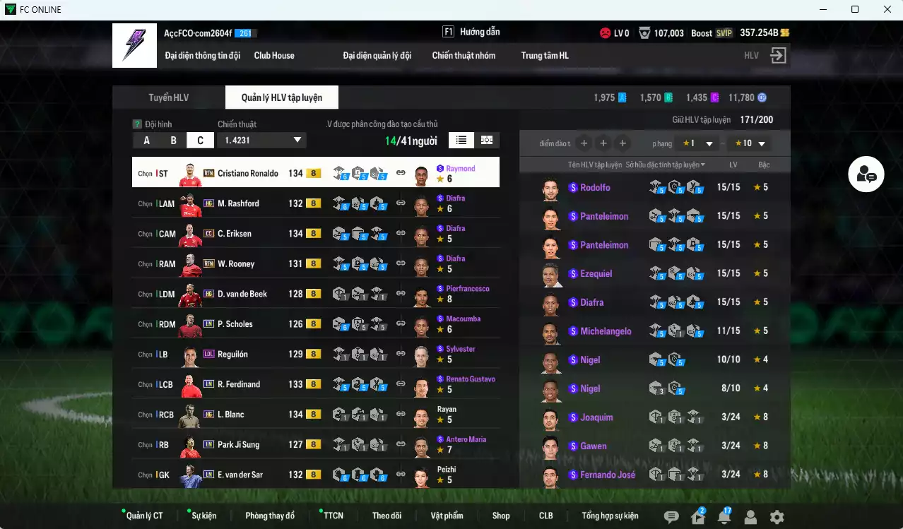 Ảnh [ACC Rẻ🔥] Man Utd. 83.840b có CR7 RTN, Rashford HG, Ferdinand LN, Blanc HG, Eriksen CC, Scholes LN, VDS LN, Beek HG, Nani EBS, Park LN, Rooney RTN, Reguilon LOL