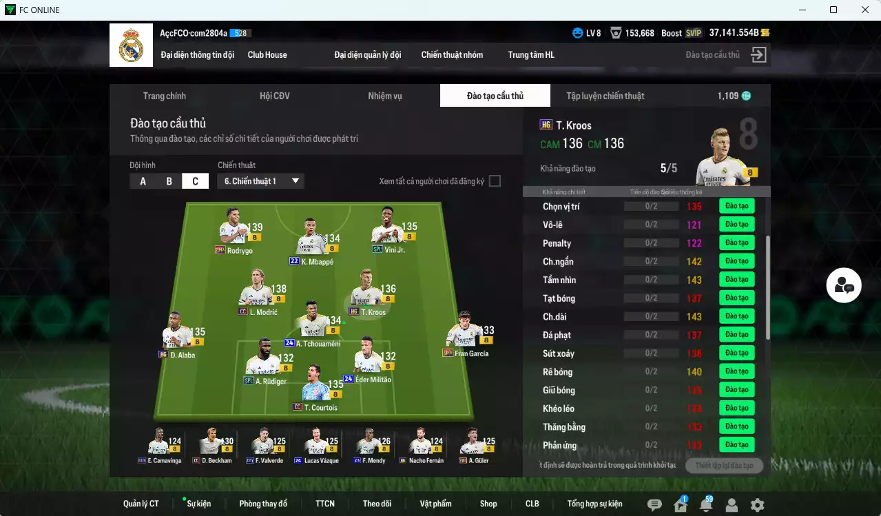 Ảnh [ACC Rẻ🔥, VIP BK Tháng 5] Real Madrid 1.068.810b dư 37.000b có Kroos HG (limit), Beckham CC, Rodrygo 23HW, CR7 WC22, Valverde TY23+8, Mbappé 22UCL, Cannavaro CC, Militao 24UCL, Tchouaméni 24UCL, Mendy 23UCL, Rudiger SPL, Modric CC... HLV Xịn