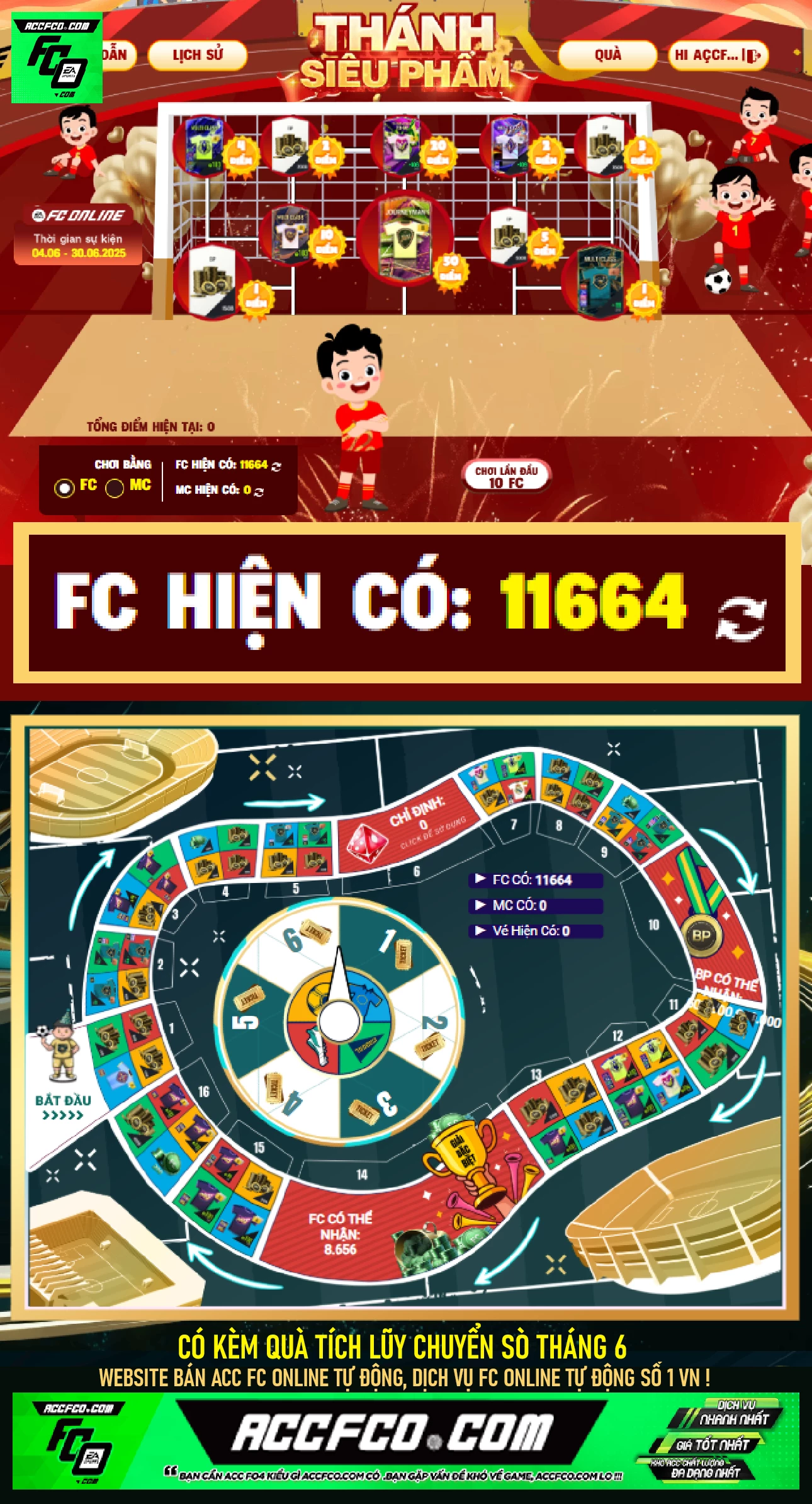 [CTV bán]ACC chứa 11.664 FC trắng thông tin (kèm quà tích lũy FC tháng 6🎁)