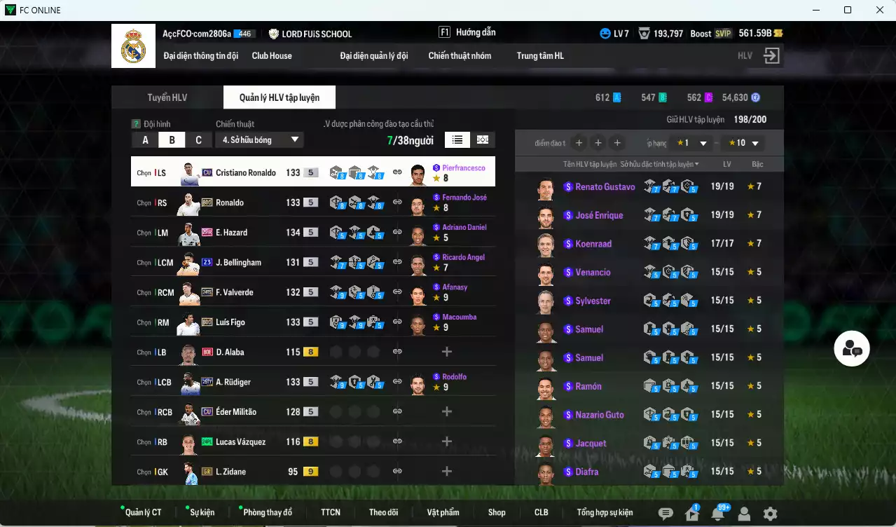 Ảnh [ACC Rẻ🔥] Real Madrid 377.110b có CR7 CU, Rudiger 25TY, Valverde 24TS, Hazard 25HR, Ronaldo BDO, Figo BDO... HLV Xịn