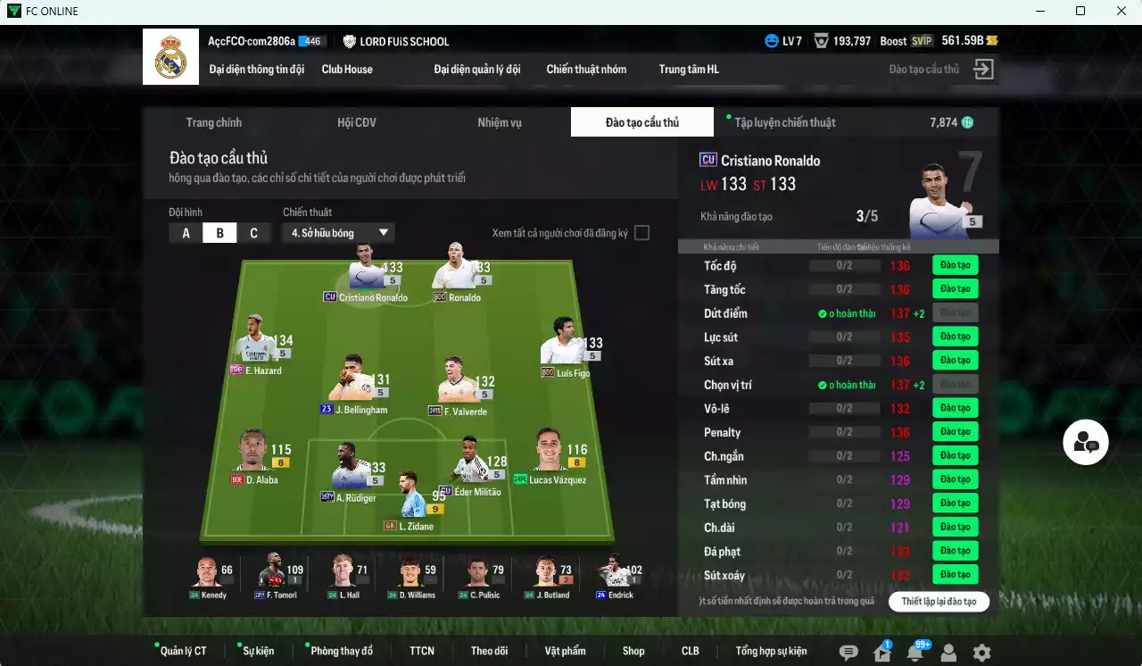 Ảnh [ACC Rẻ🔥] Real Madrid 377.110b có CR7 CU, Rudiger 25TY, Valverde 24TS, Hazard 25HR, Ronaldo BDO, Figo BDO... HLV Xịn