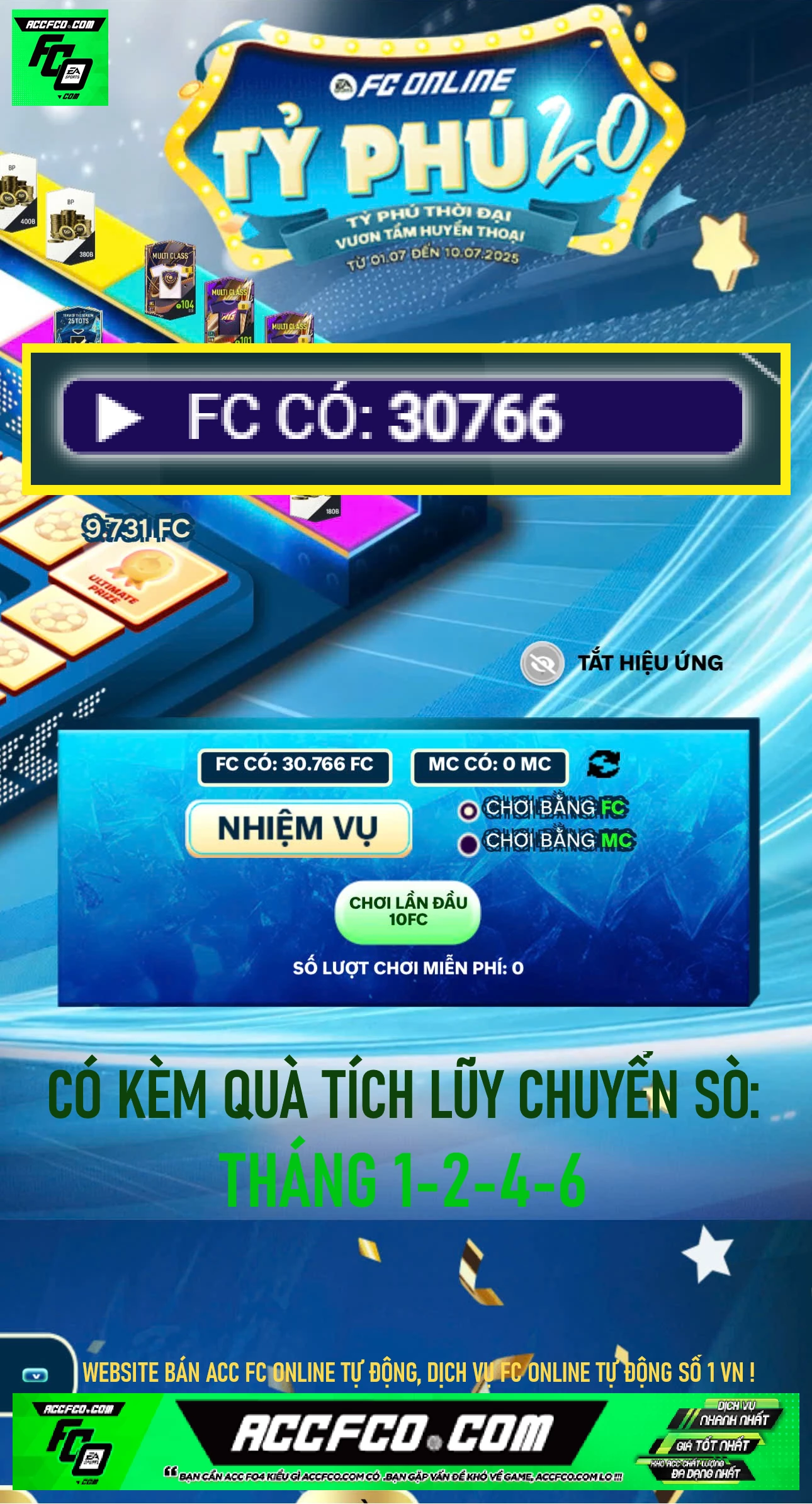 [CTV bán]ACC chứa 30.766 FC trắng thông tin (kèm quà Chuyển Sò FC Tháng 1, Tháng 2, Tháng 4 và tháng 6🎁)