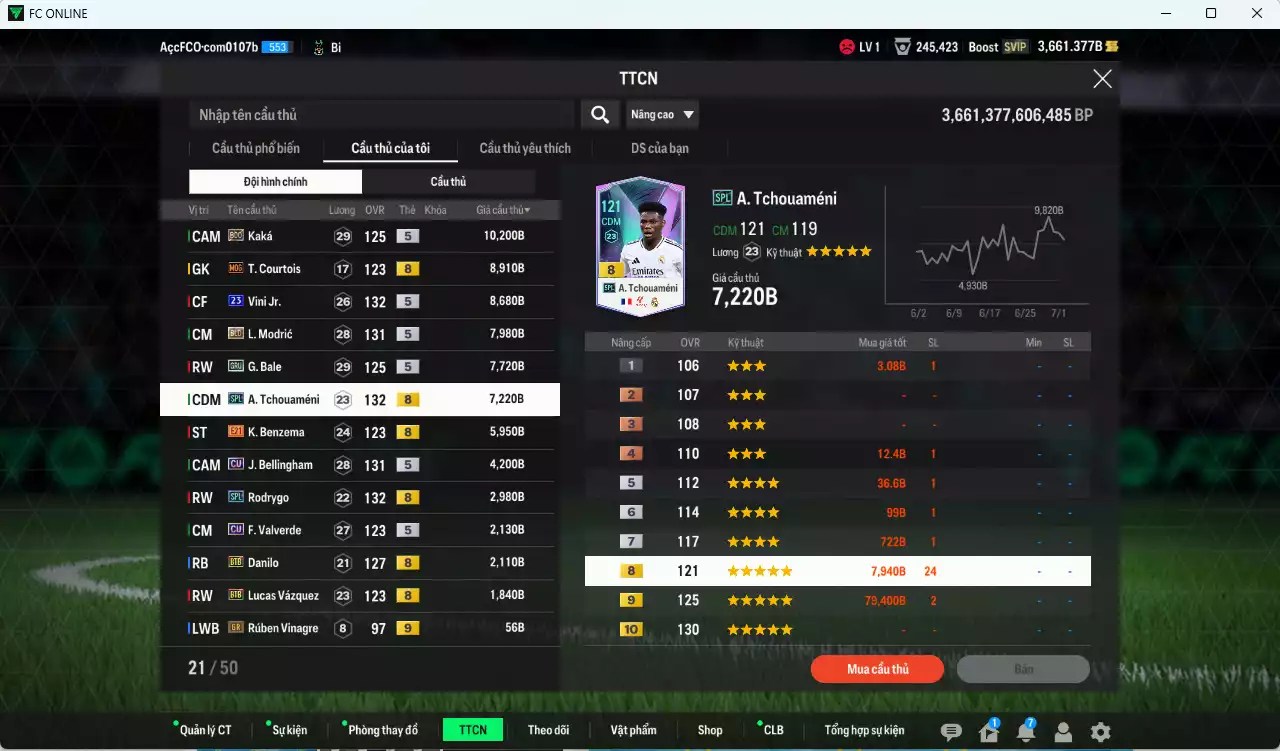 Ảnh [ACC Rẻ🔥] Real Madrid 226.200b có CR7 25TY, Rudiger BLD, Ramos EBS, Kaká BDO, Theo LOL... HLV Xịn