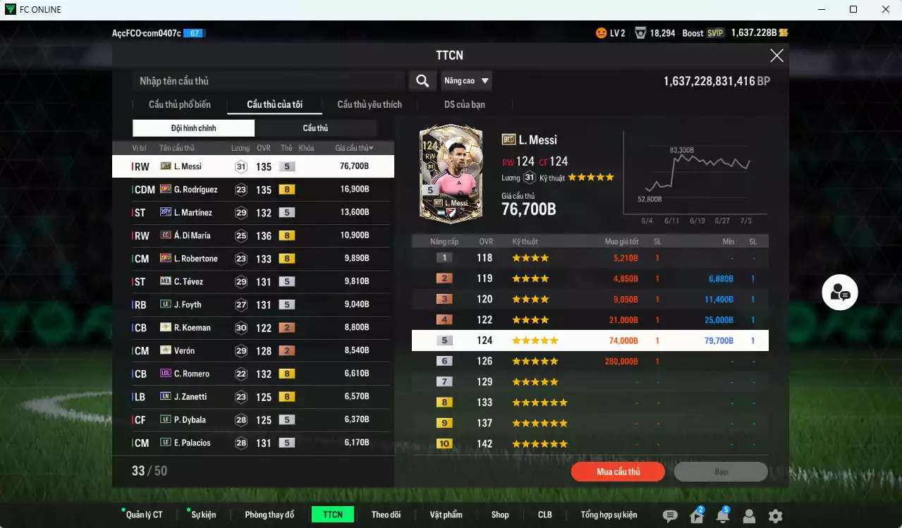 Ảnh Argentina 221.390b đầu tàu Messi BLD vs G. Rodríguez 23HW, L. Martínez 25TY, Di María CC, Tévez MDL, Foyth LE, Veron ITM+2, Dybala LE, Palacios LE... Còn nhiều CP GIẢM THUẾ 40