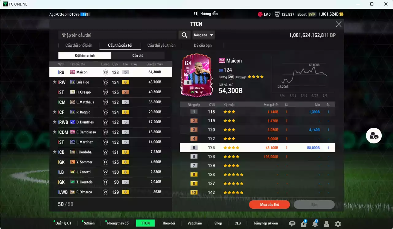 Ảnh Inter Milan 272.170b có Maicon 25HR, Figo LN, Matthaus BDO, Baggio BDO, Crespo ITM+2, Dumfries 24UCL, Cambiasso 25HR, L. Martínez 25TY... Còn nhiều CP GIẢM THUẾ 40