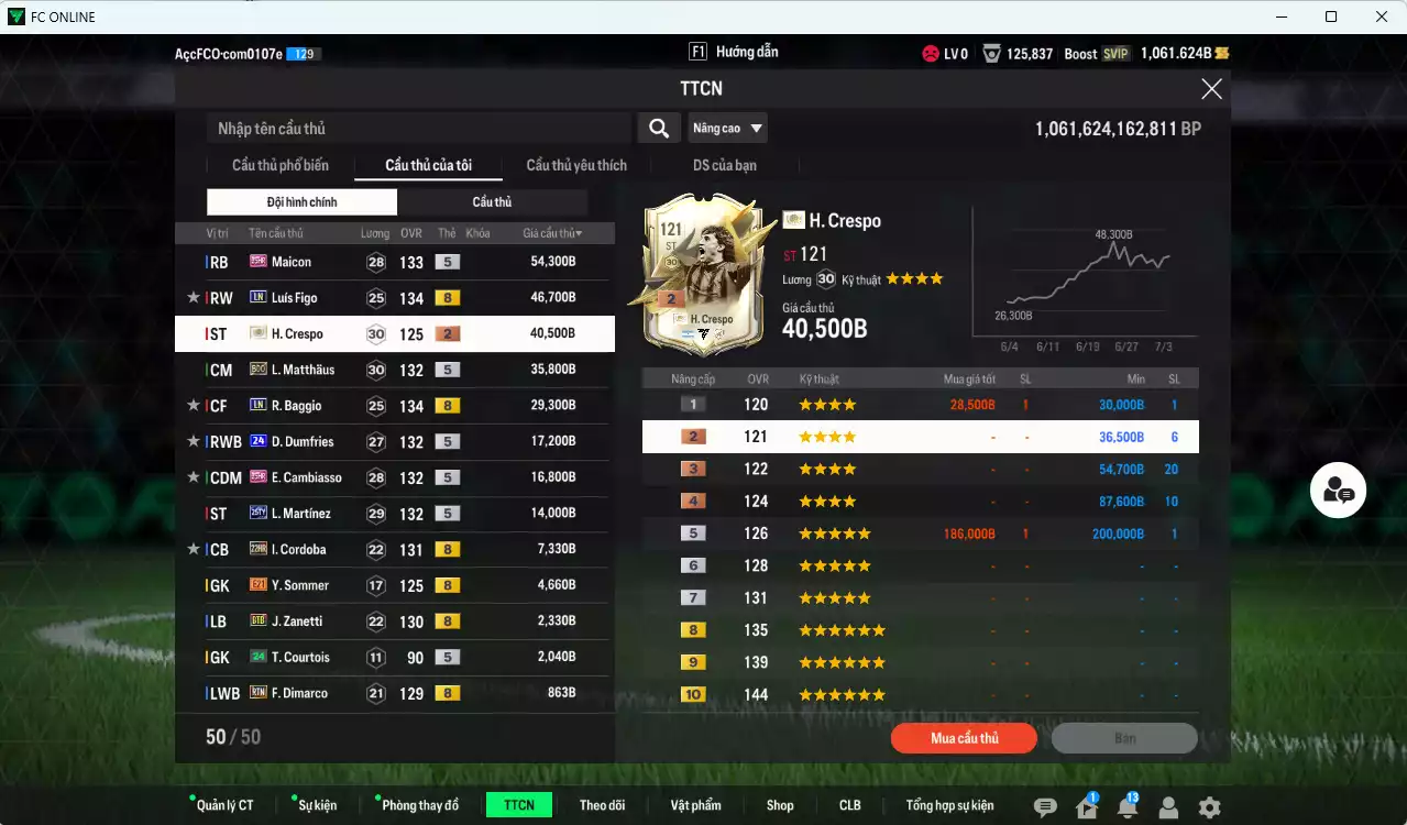 Ảnh Inter Milan 272.170b có Maicon 25HR, Figo LN, Matthaus BDO, Baggio BDO, Crespo ITM+2, Dumfries 24UCL, Cambiasso 25HR, L. Martínez 25TY... Còn nhiều CP GIẢM THUẾ 40