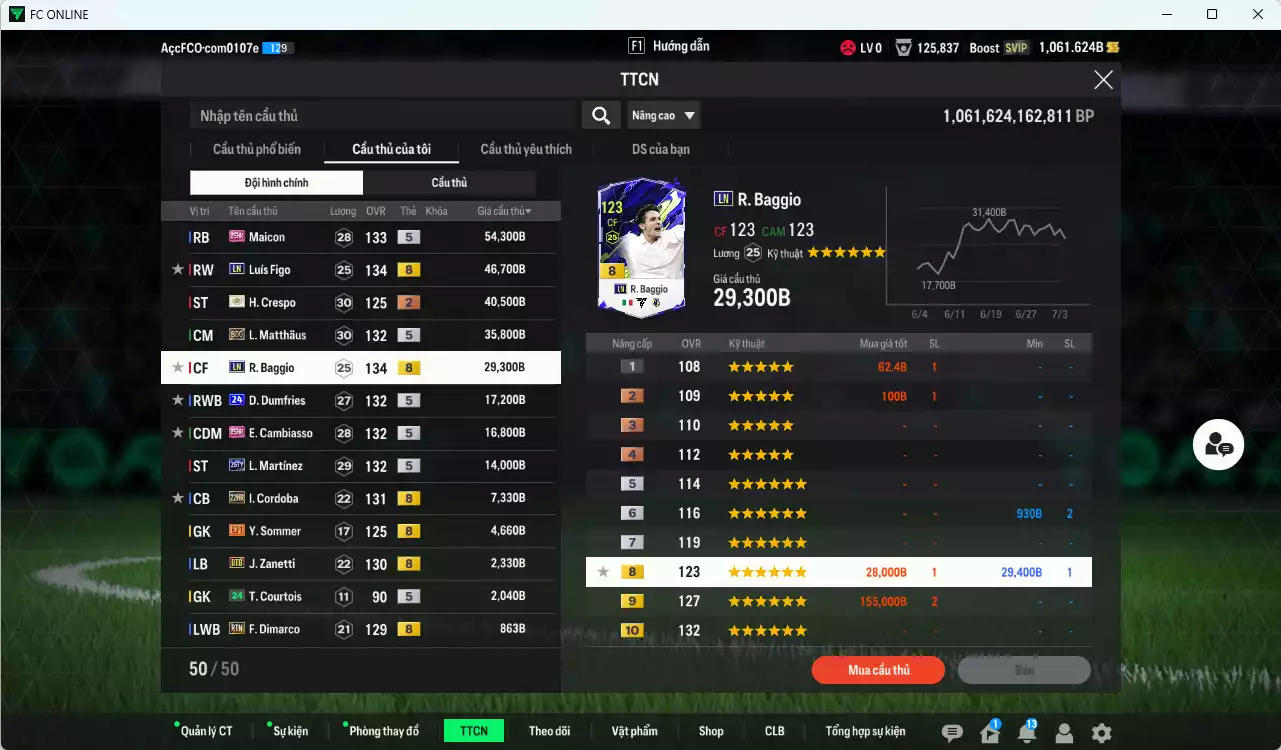 Ảnh Inter Milan 272.170b có Maicon 25HR, Figo LN, Matthaus BDO, Baggio BDO, Crespo ITM+2, Dumfries 24UCL, Cambiasso 25HR, L. Martínez 25TY... Còn nhiều CP GIẢM THUẾ 40