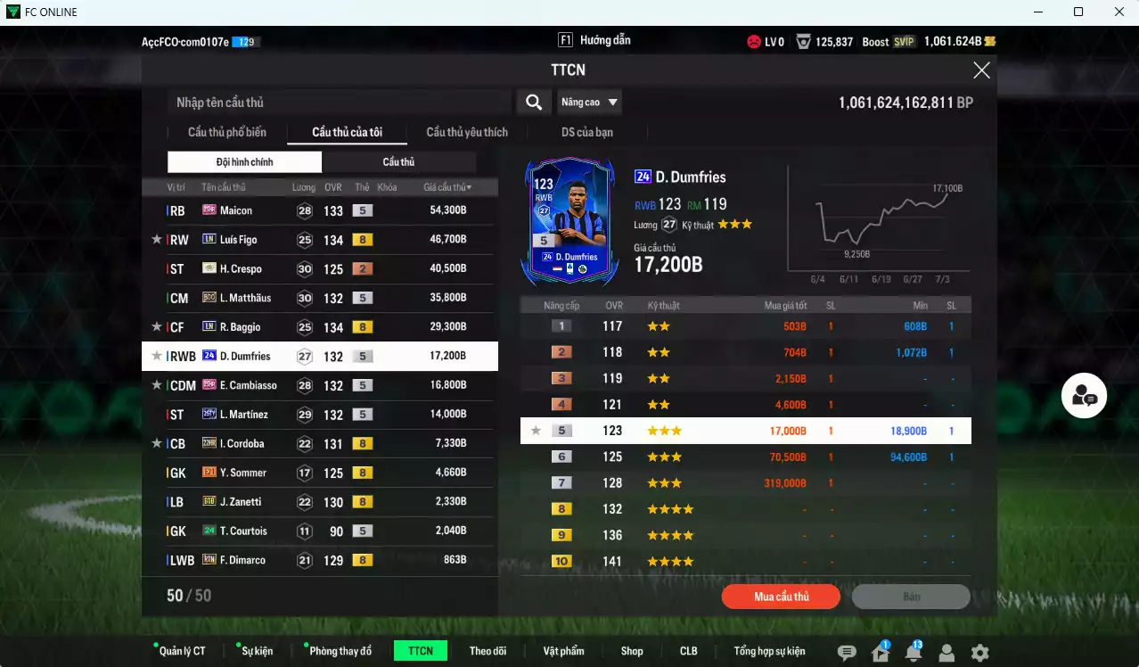 Ảnh Inter Milan 272.170b có Maicon 25HR, Figo LN, Matthaus BDO, Baggio BDO, Crespo ITM+2, Dumfries 24UCL, Cambiasso 25HR, L. Martínez 25TY... Còn nhiều CP GIẢM THUẾ 40