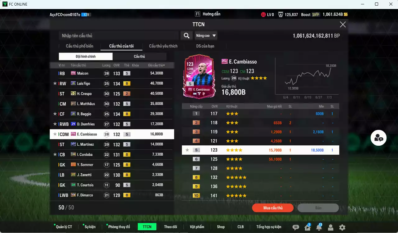 Ảnh Inter Milan 272.170b có Maicon 25HR, Figo LN, Matthaus BDO, Baggio BDO, Crespo ITM+2, Dumfries 24UCL, Cambiasso 25HR, L. Martínez 25TY... Còn nhiều CP GIẢM THUẾ 40