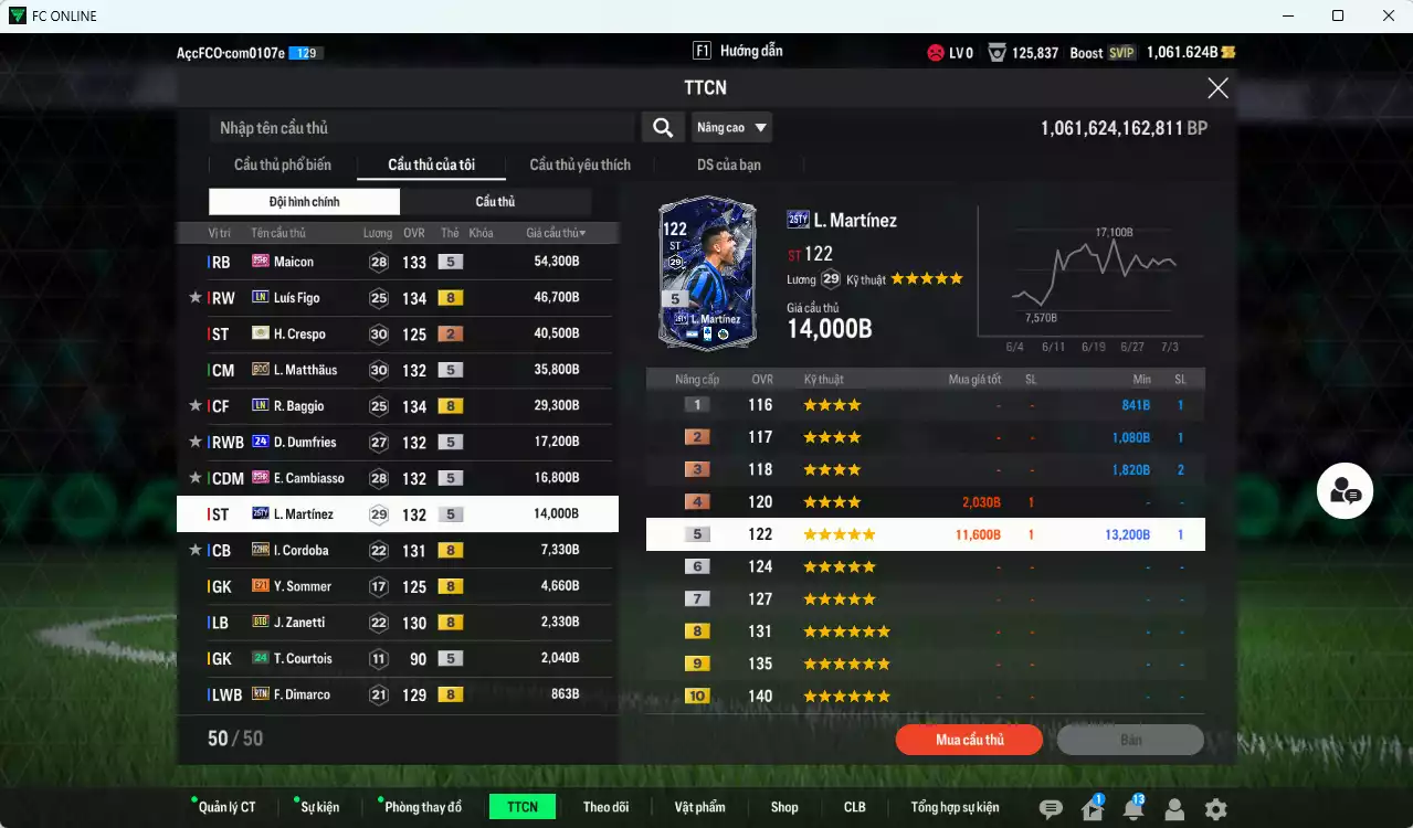 Ảnh Inter Milan 272.170b có Maicon 25HR, Figo LN, Matthaus BDO, Baggio BDO, Crespo ITM+2, Dumfries 24UCL, Cambiasso 25HR, L. Martínez 25TY... Còn nhiều CP GIẢM THUẾ 40