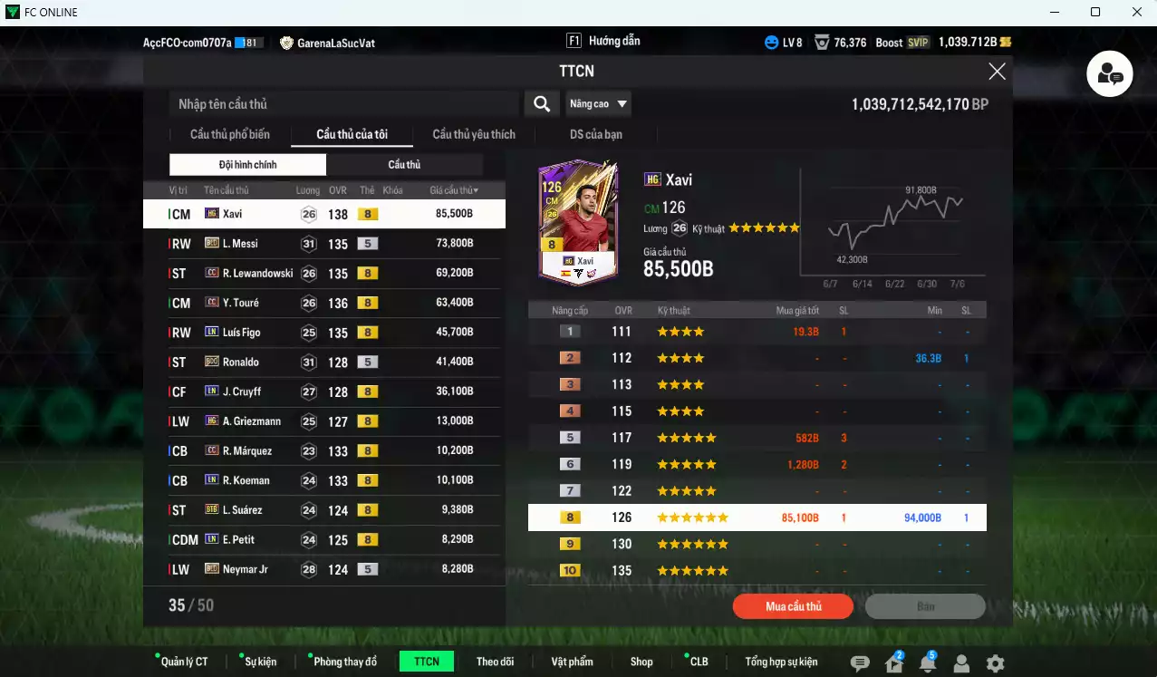 Ảnh [ACC Rẻ🔥] Barcelona 507.920b có Lewandowski CC, Touré CC, Figo LN, Ronaldo BDO, Cruyff LN, Griezmann HG, Márquez CC, Koeman LN, Suárez BTB, Neymar BLD... Còn nhiều CP GIẢM THUẾ. HLV Xịn