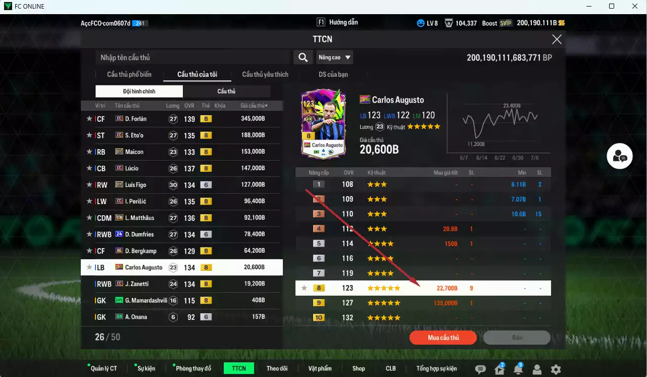 Ảnh [Dư nhiều BP] Inter Milan 1.331.750b dư 200.000b có Forlán CC, Eto CC, Maicon BDO, Lúcio CC, Figo BDO+6, Perisic CC, Matthaus RTN, Dumfries 24UCL+6, Bergkamp HG, Augusto 23HW, Zanetti CC. Còn nhiều SVIP (VIP BK Tháng 7)