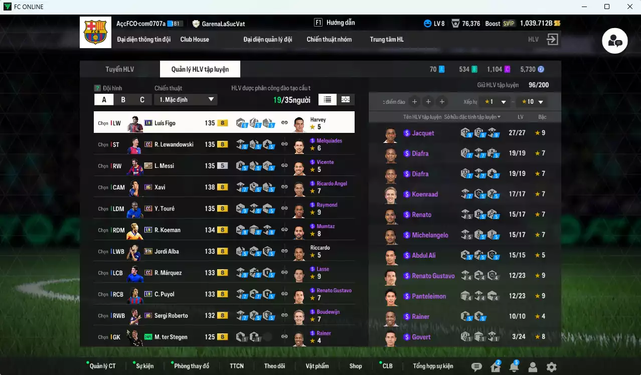 Ảnh [ACC Rẻ🔥] Barcelona 507.920b có Lewandowski CC, Touré CC, Figo LN, Ronaldo BDO, Cruyff LN, Griezmann HG, Márquez CC, Koeman LN, Suárez BTB, Neymar BLD... Còn nhiều CP GIẢM THUẾ. HLV Xịn