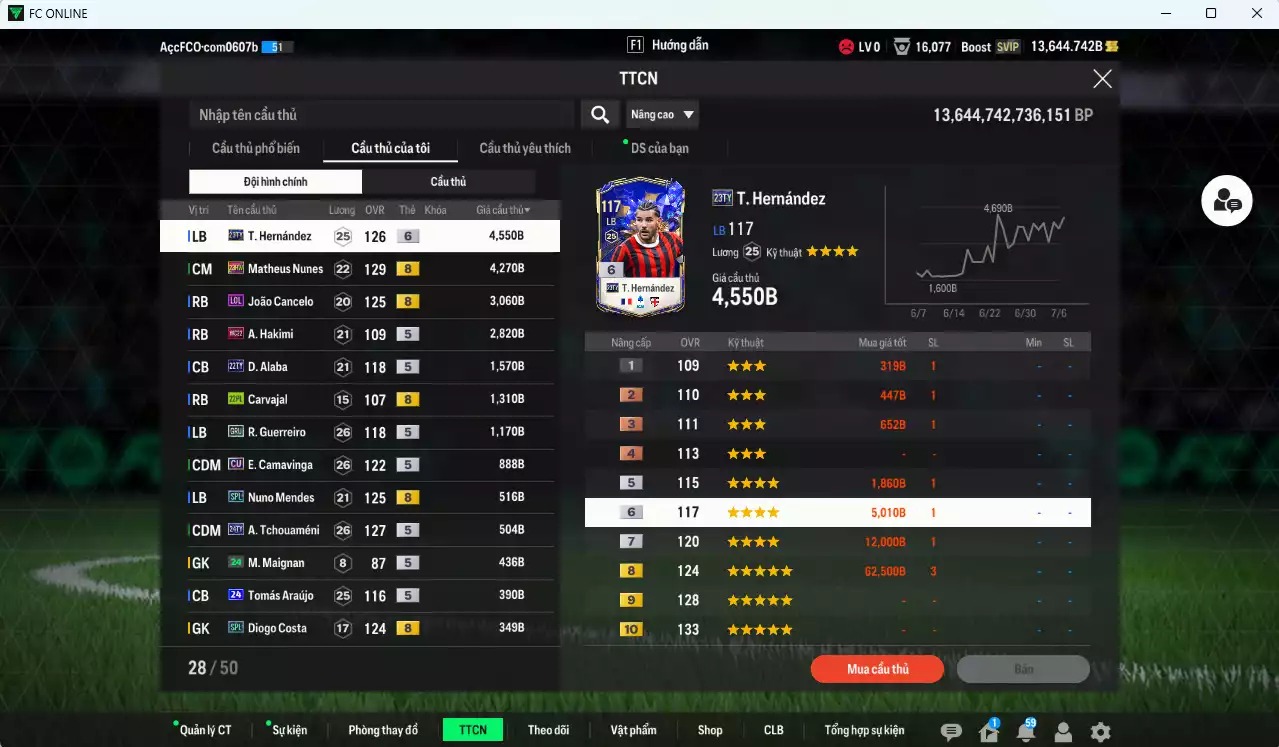 Ảnh Real Madrid 676.160b (team phụ Bồ Đào Nha) dư 13.600b có CR7 BLD, Mbappé 24TY, Vini 24TS, Militão 23TY+7, Kroos 24TY, Modri 23TY+6, Benzema 23TY, Dias 25TY, Vitinha 25TY, Bruno 25TY...