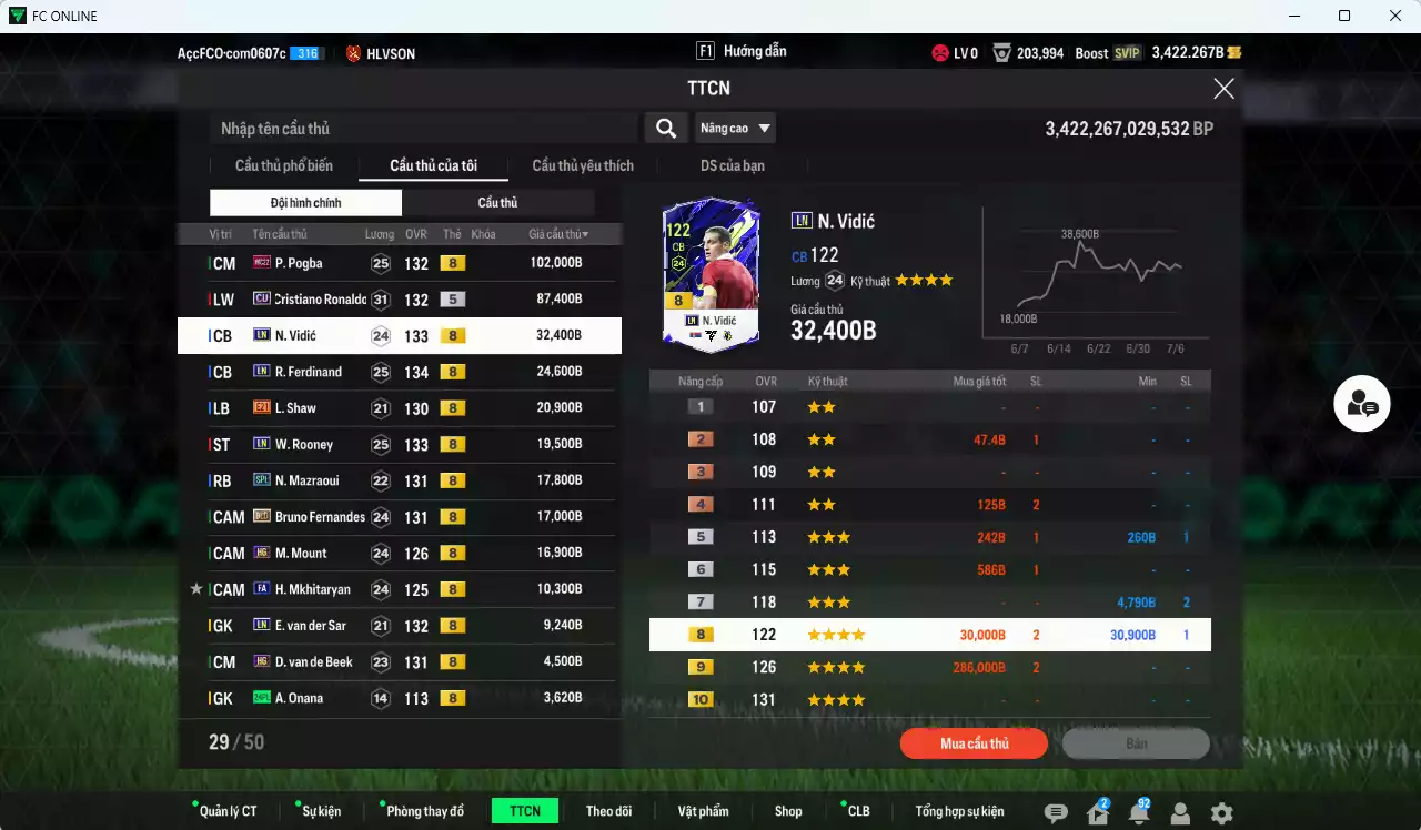 Ảnh Man Utd. 371.010b có Pogba WC22 (limit) , CR7 CU, Vidic LN, Ferdinand LN, Shaw E21, Rooney LN, Mazraoui SPL, Bruno BLD (bù), Mount HG, Mkhitaryan FA... dư 3400b. HLV Xịn