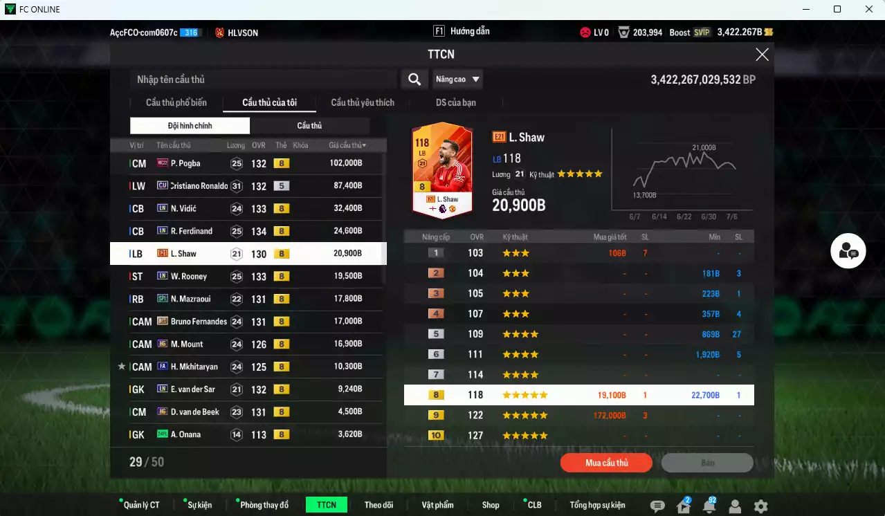 Ảnh Man Utd. 371.010b có Pogba WC22 (limit) , CR7 CU, Vidic LN, Ferdinand LN, Shaw E21, Rooney LN, Mazraoui SPL, Bruno BLD (bù), Mount HG, Mkhitaryan FA... dư 3400b. HLV Xịn