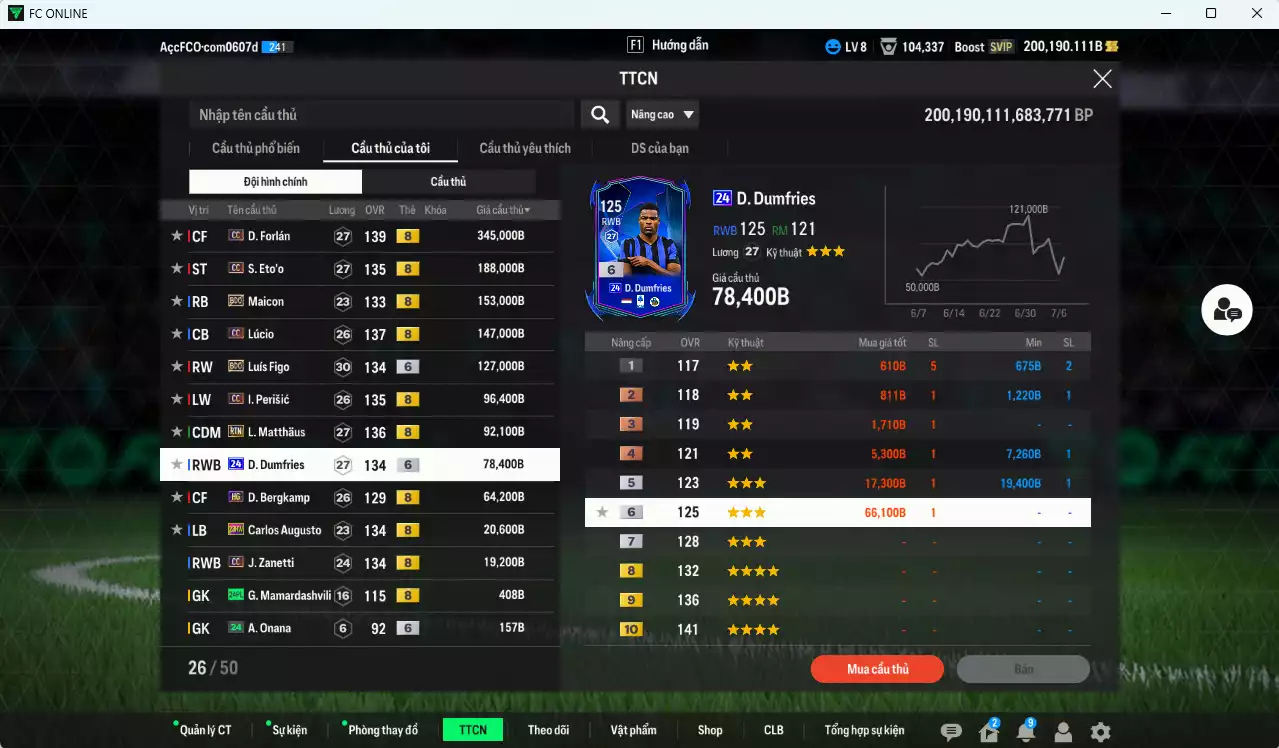Ảnh [Dư nhiều BP] Inter Milan 1.331.750b dư 200.000b có Forlán CC, Eto CC, Maicon BDO, Lúcio CC, Figo BDO+6, Perisic CC, Matthaus RTN, Dumfries 24UCL+6, Bergkamp HG, Augusto 23HW, Zanetti CC. Còn nhiều SVIP (VIP BK Tháng 7)