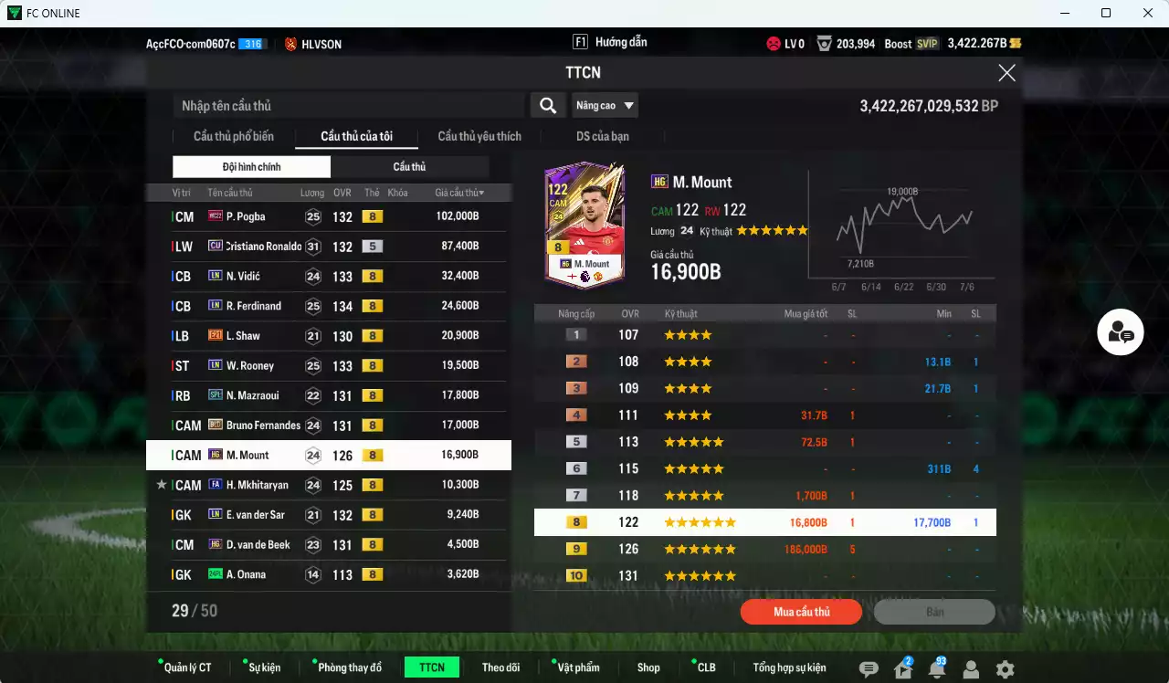 Ảnh Man Utd. 371.010b có Pogba WC22 (limit) , CR7 CU, Vidic LN, Ferdinand LN, Shaw E21, Rooney LN, Mazraoui SPL, Bruno BLD (bù), Mount HG, Mkhitaryan FA... dư 3400b. HLV Xịn