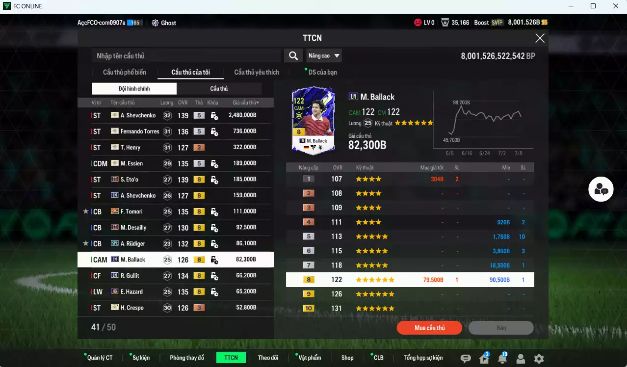 Ảnh [ACC Rẻ🔥, Tặng 2000FC] Chelsea 4.837.900b có Sheva ITM+5, Torres ITM+5, Henry ITM+3, Essien ITM+5, Eto CC, Sheva LN, Tomori 23HW, Desailly CC, Rudiger SPL, Ballack LN, Gullit LN, Hazard HG...