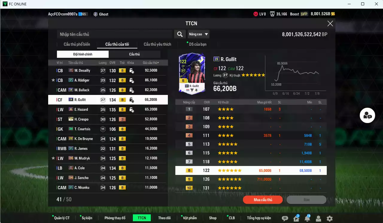 Ảnh [ACC Rẻ🔥, Tặng 2000FC] Chelsea 4.837.900b có Sheva ITM+5, Torres ITM+5, Henry ITM+3, Essien ITM+5, Eto CC, Sheva LN, Tomori 23HW, Desailly CC, Rudiger SPL, Ballack LN, Gullit LN, Hazard HG...
