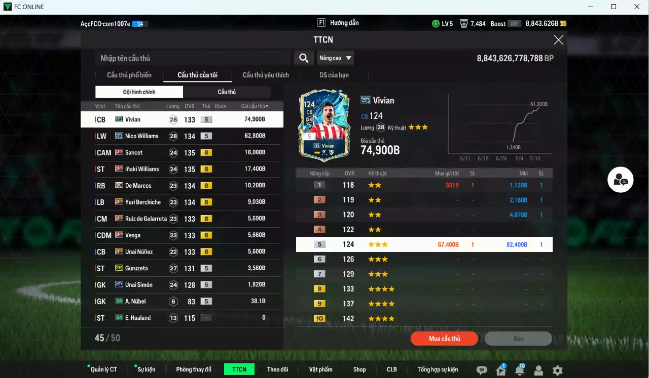 Ảnh Athletic Bilbao 214.690b dư 8800b có Nico Williams 25TS, Vivian 25TS, Inaki Williams 23HW, De Marcos DC, Yuri Berchiche 23HW... Còn nhiều CP GIẢM THUẾ