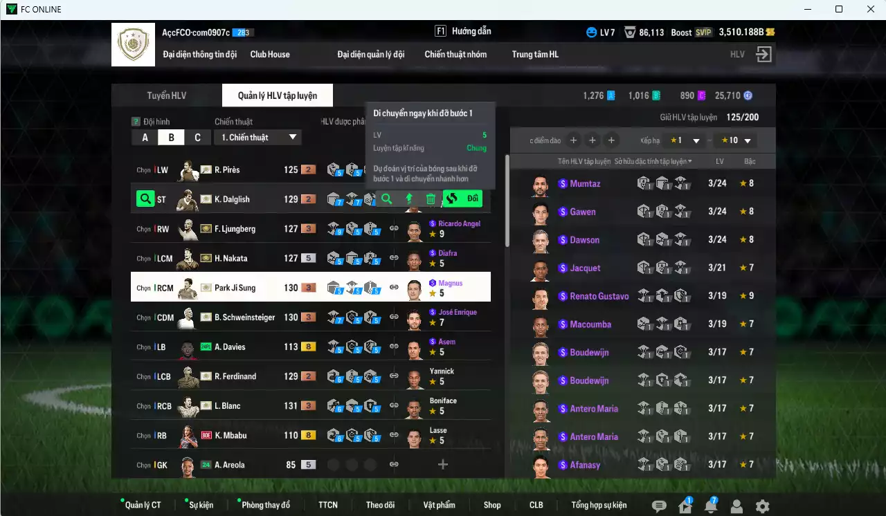 Ảnh Full mùa ITM 223.120b có Schweinsteiger ITM+3, Blanc ITM+3, Park ITM+3, Hagi ITM+3, Dalglish ITM+2, Nakata ITM+5, Butragueno ITM+2, Ljungberg ITM+3, Pirès ITM+3. Còn nhiều SVIP, HLV Xịn