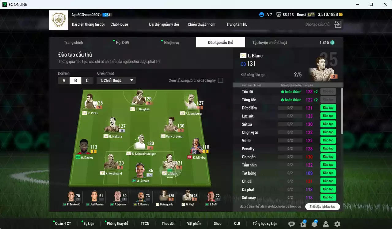 Ảnh Full mùa ITM 223.120b có Schweinsteiger ITM+3, Blanc ITM+3, Park ITM+3, Hagi ITM+3, Dalglish ITM+2, Nakata ITM+5, Butragueno ITM+2, Ljungberg ITM+3, Pirès ITM+3. Còn nhiều SVIP, HLV Xịn