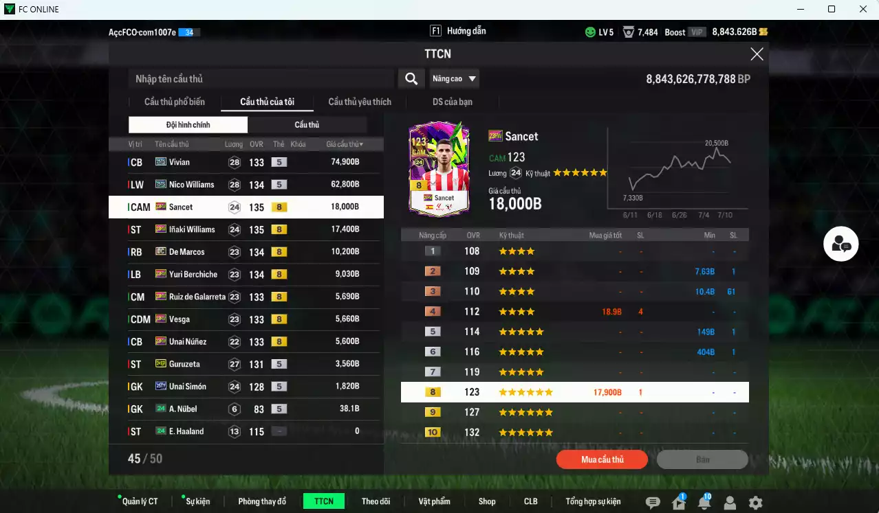 Ảnh Athletic Bilbao 214.690b dư 8800b có Nico Williams 25TS, Vivian 25TS, Inaki Williams 23HW, De Marcos DC, Yuri Berchiche 23HW... Còn nhiều CP GIẢM THUẾ