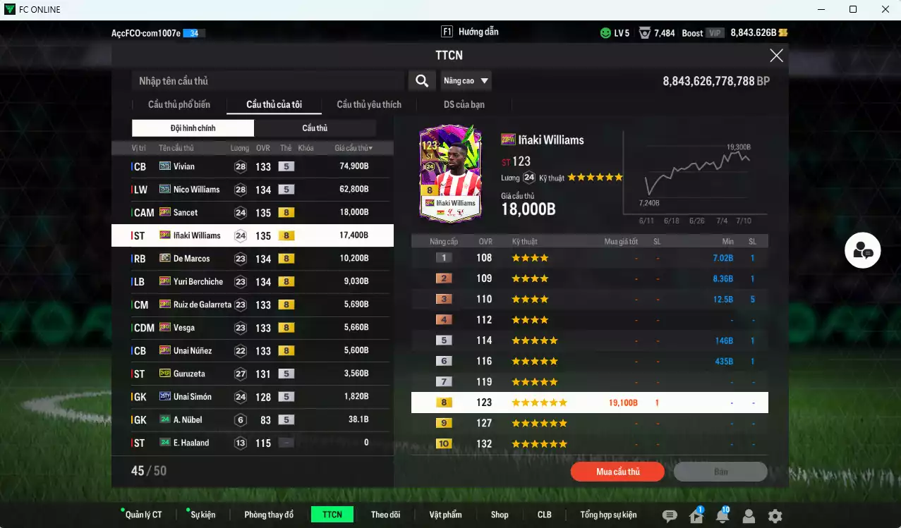 Ảnh Athletic Bilbao 214.690b dư 8800b có Nico Williams 25TS, Vivian 25TS, Inaki Williams 23HW, De Marcos DC, Yuri Berchiche 23HW... Còn nhiều CP GIẢM THUẾ