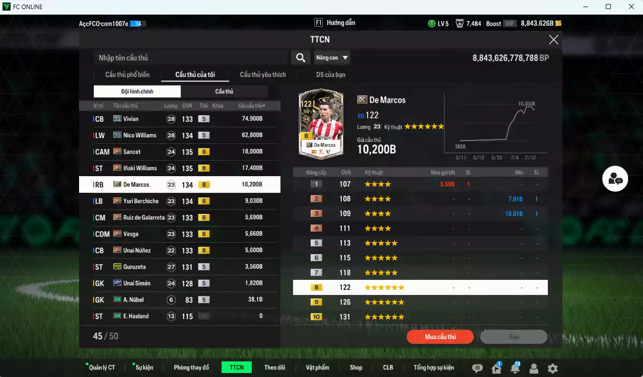 Ảnh Athletic Bilbao 214.690b dư 8800b có Nico Williams 25TS, Vivian 25TS, Inaki Williams 23HW, De Marcos DC, Yuri Berchiche 23HW... Còn nhiều CP GIẢM THUẾ