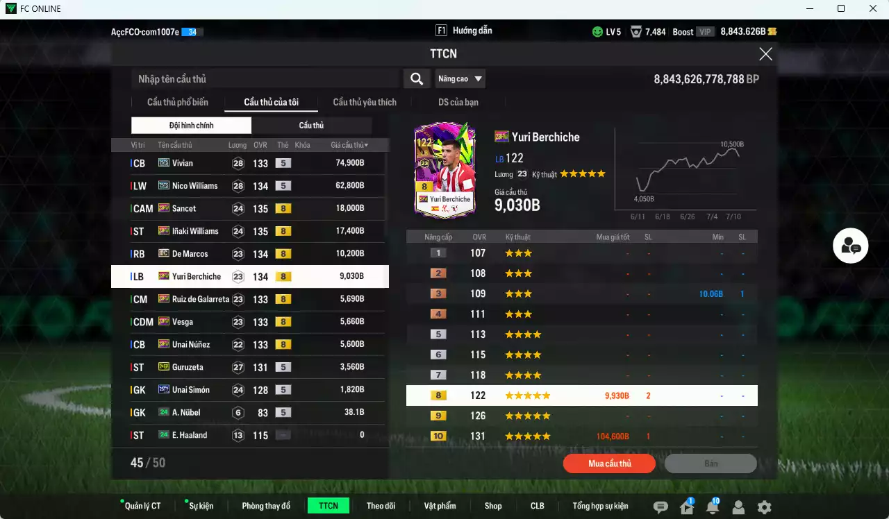 Ảnh Athletic Bilbao 214.690b dư 8800b có Nico Williams 25TS, Vivian 25TS, Inaki Williams 23HW, De Marcos DC, Yuri Berchiche 23HW... Còn nhiều CP GIẢM THUẾ