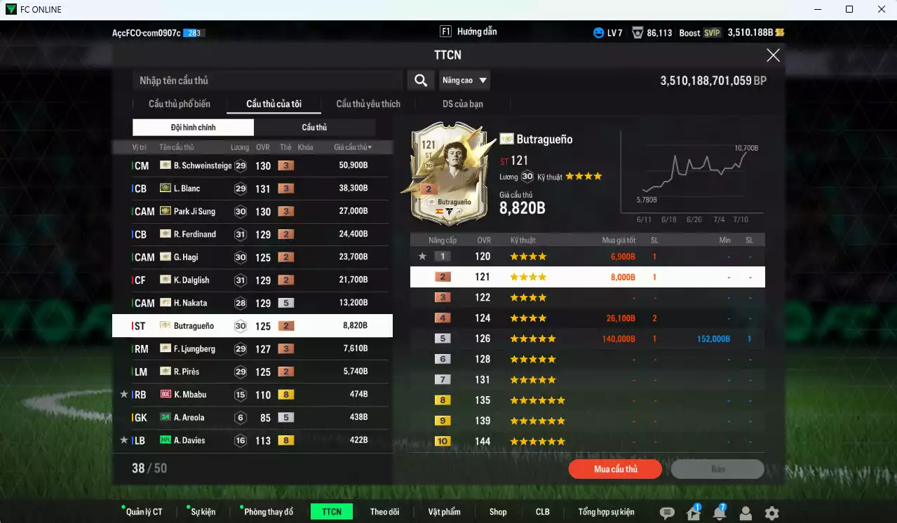 Ảnh Full mùa ITM 223.120b có Schweinsteiger ITM+3, Blanc ITM+3, Park ITM+3, Hagi ITM+3, Dalglish ITM+2, Nakata ITM+5, Butragueno ITM+2, Ljungberg ITM+3, Pirès ITM+3. Còn nhiều SVIP, HLV Xịn