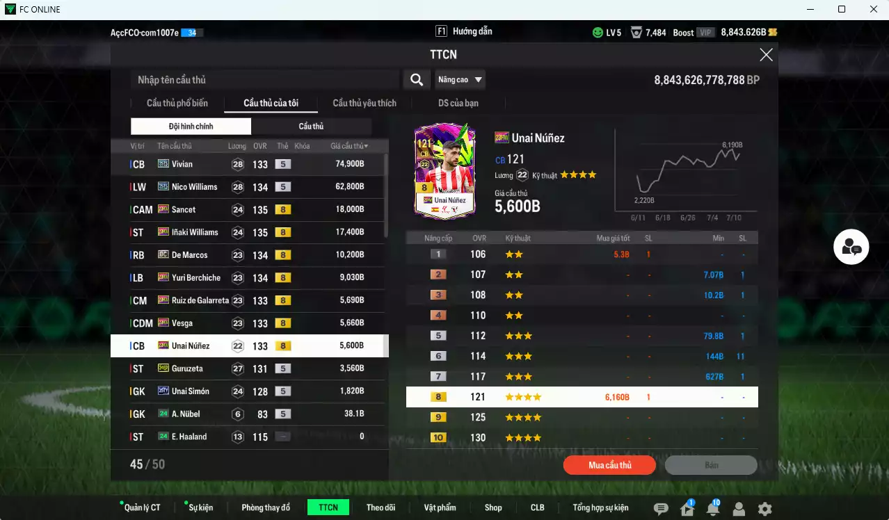 Ảnh Athletic Bilbao 214.690b dư 8800b có Nico Williams 25TS, Vivian 25TS, Inaki Williams 23HW, De Marcos DC, Yuri Berchiche 23HW... Còn nhiều CP GIẢM THUẾ