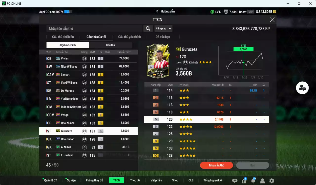Ảnh Athletic Bilbao 214.690b dư 8800b có Nico Williams 25TS, Vivian 25TS, Inaki Williams 23HW, De Marcos DC, Yuri Berchiche 23HW... Còn nhiều CP GIẢM THUẾ