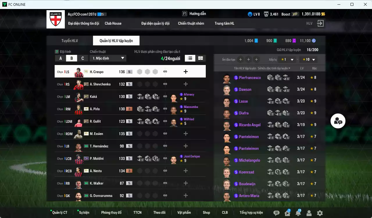 Ảnh [ACC Rẻ🔥] AC Milan 669.430b có Crespo ITM+5, Essien ITM+5, Pirlo ITM+3, Nesta ITM+3, Maldini CU, Sheva BDO, Gullit BDO, Kaká BDO... Còn nhiều CP GIẢM THUẾ