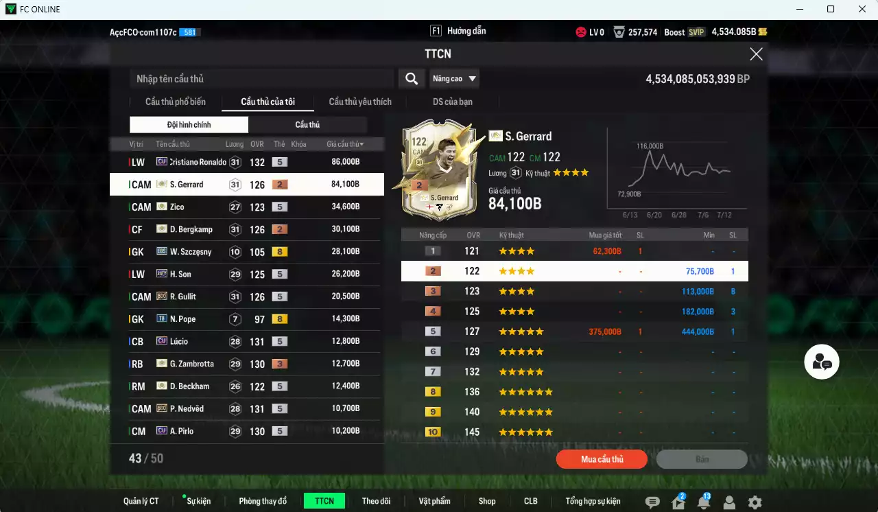 Ảnh Juventus mix Quốc Dân 490.540b có CR7 CU, Gerrard ITM+2, Bergkamp ITM+2, Zambrotta ITM+3, H. Son 24TY, Gullit BDO, Nedved BDO, Lúcio CU, Beckham ICON... HLV Xịn