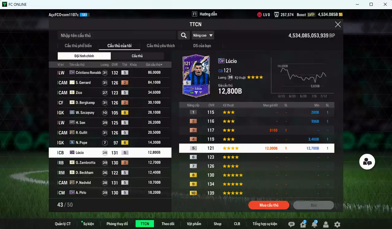 Ảnh Juventus mix Quốc Dân 490.540b có CR7 CU, Gerrard ITM+2, Bergkamp ITM+2, Zambrotta ITM+3, H. Son 24TY, Gullit BDO, Nedved BDO, Lúcio CU, Beckham ICON... HLV Xịn