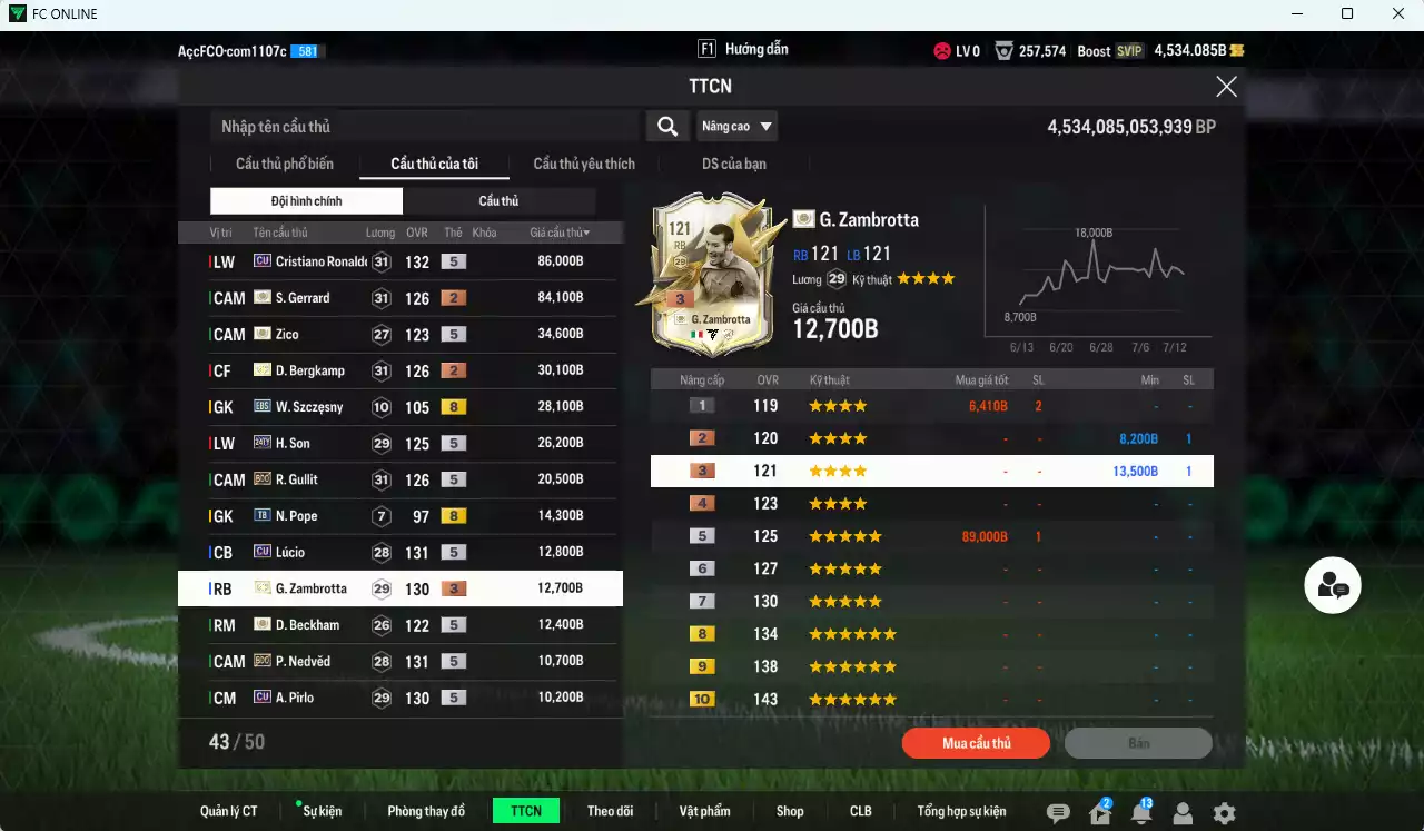 Ảnh Juventus mix Quốc Dân 490.540b có CR7 CU, Gerrard ITM+2, Bergkamp ITM+2, Zambrotta ITM+3, H. Son 24TY, Gullit BDO, Nedved BDO, Lúcio CU, Beckham ICON... HLV Xịn