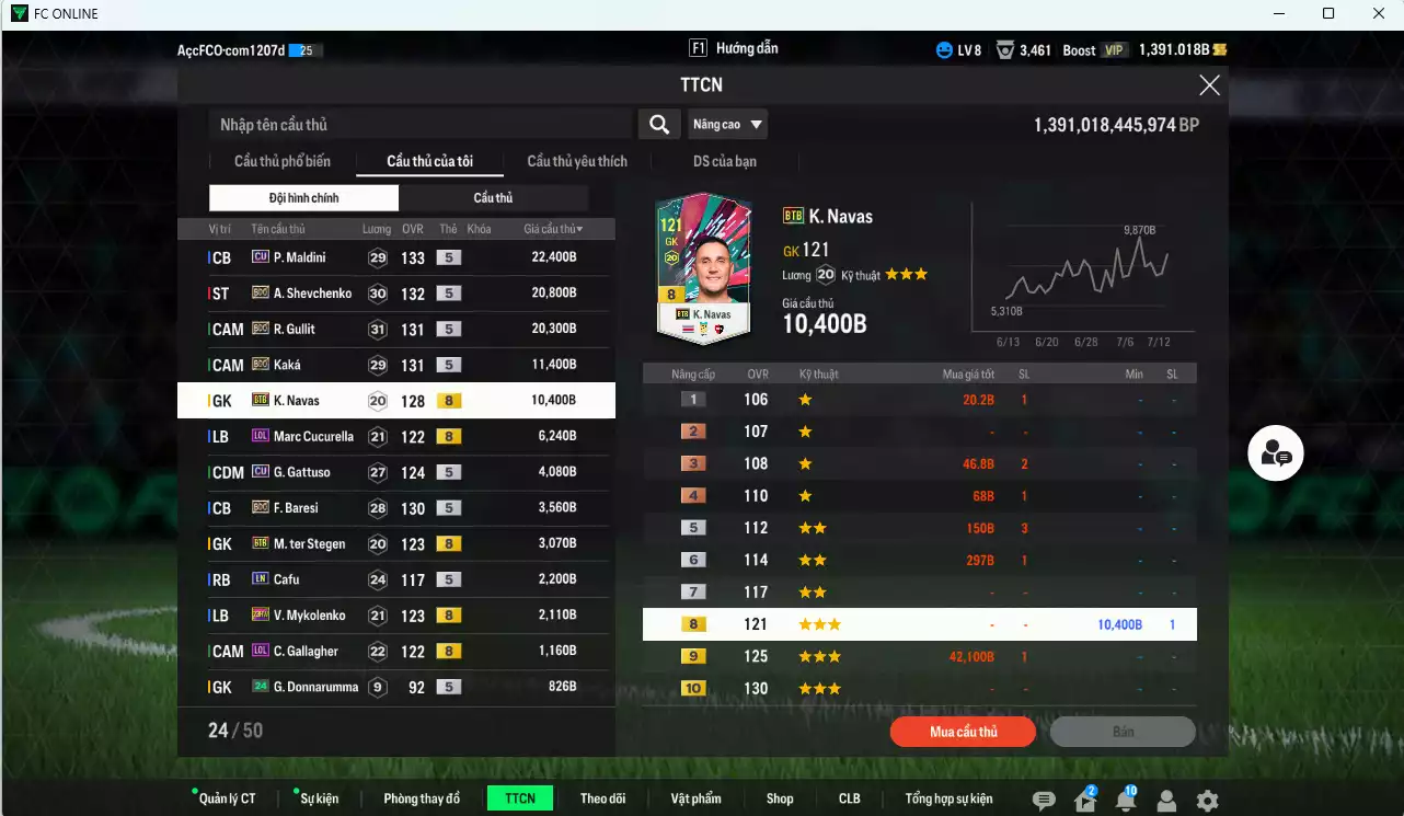 Ảnh [ACC Rẻ🔥] AC Milan 669.430b có Crespo ITM+5, Essien ITM+5, Pirlo ITM+3, Nesta ITM+3, Maldini CU, Sheva BDO, Gullit BDO, Kaká BDO... Còn nhiều CP GIẢM THUẾ