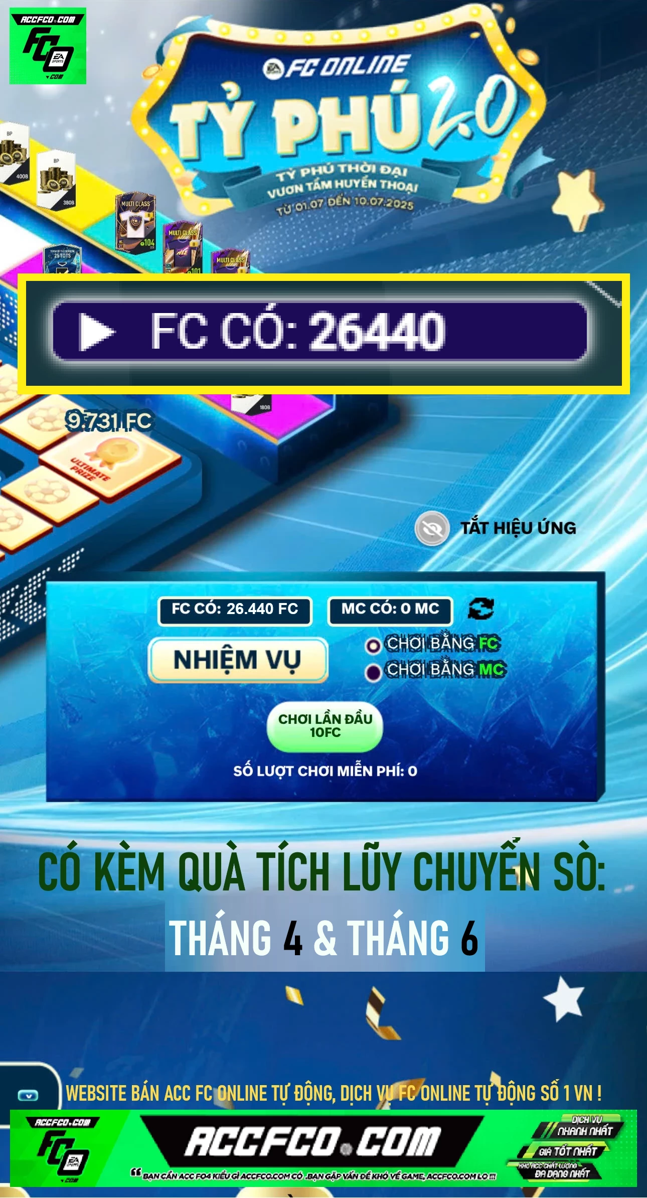 ACC chứa 26.440 FC trắng thông tin (kèm quà Chuyển Sò FC tháng 4 và tháng 6🎁)